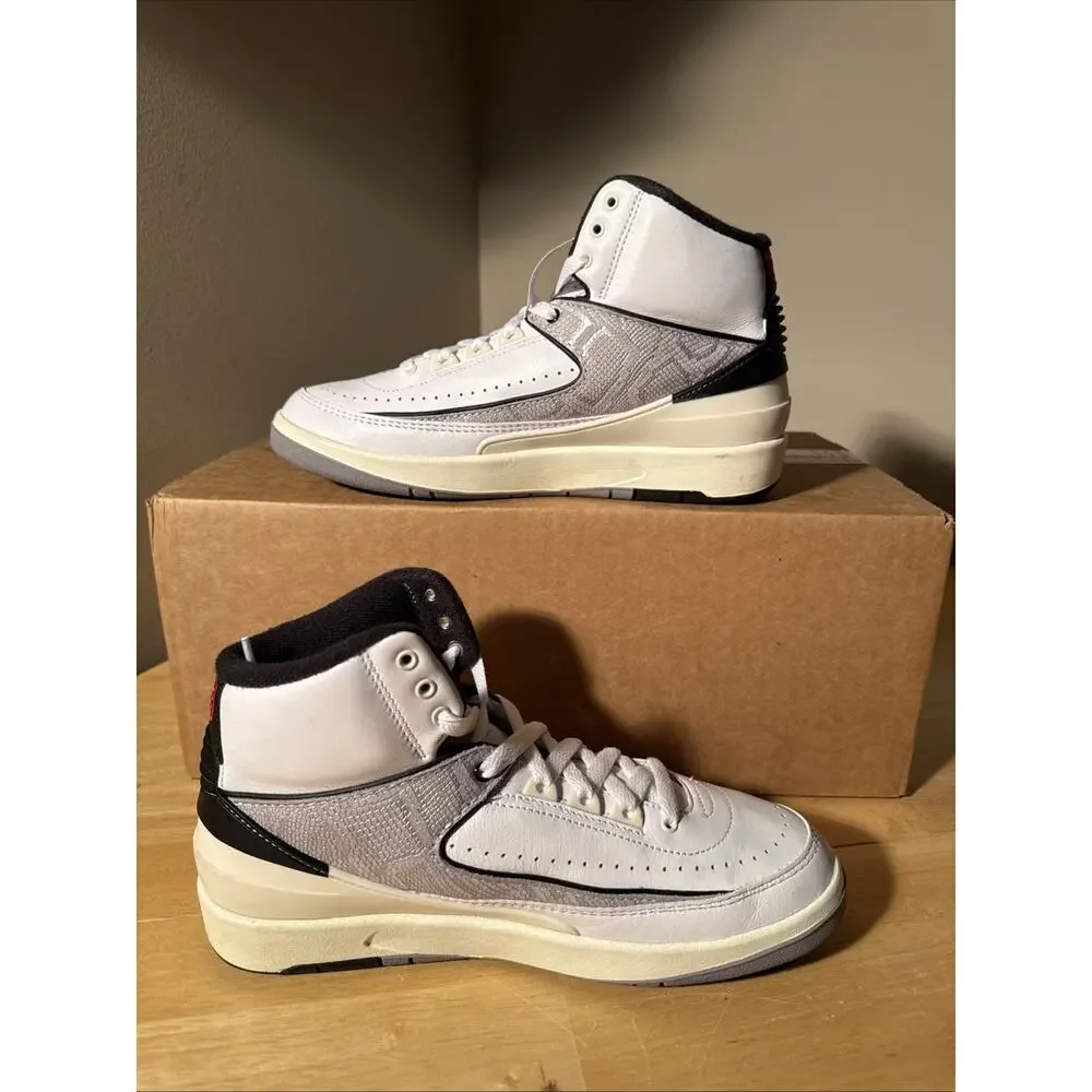 Nike Air Jordan 2 Retro Python White Gray Red 7Y Womens 8.5